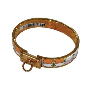 Hermes Colliers de Chiens Pastel Acidule Enamel Hinged Bangle Bracelet